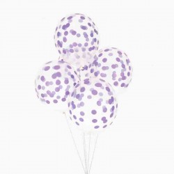 Pack de 5 Balões Confetis Impressos Violeta