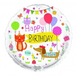 Balão Happy Birthday Animais