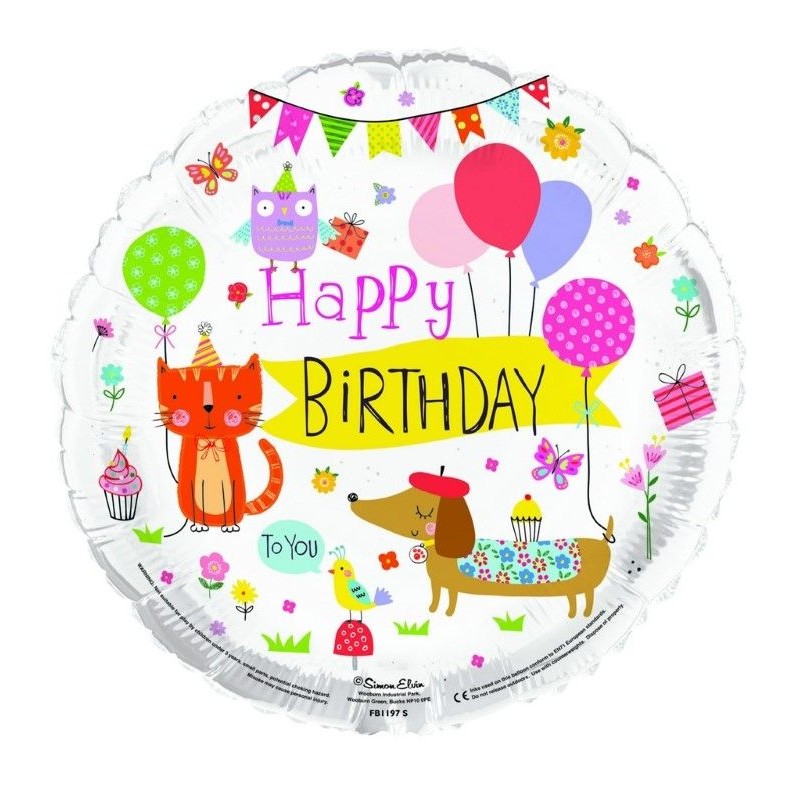 Balão Happy Birthday Animais