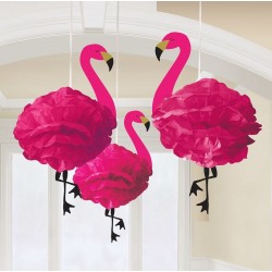 Conjunto 3 Pom Pom Flamingo