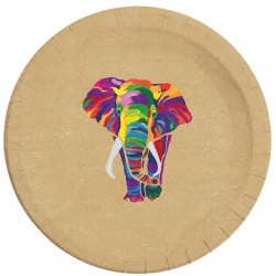 8 Pratos Elefantes Coloridos