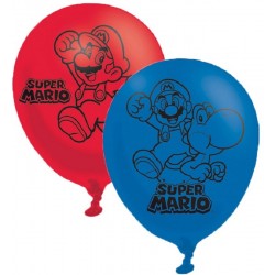 6 Balões Latex Super Mario