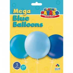 3 Balões Azuis Sortidos 60cms