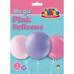 3 Balões Rosa Sortidos 60cms