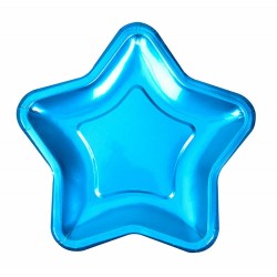 8 Pratos Estrela Azul Foil