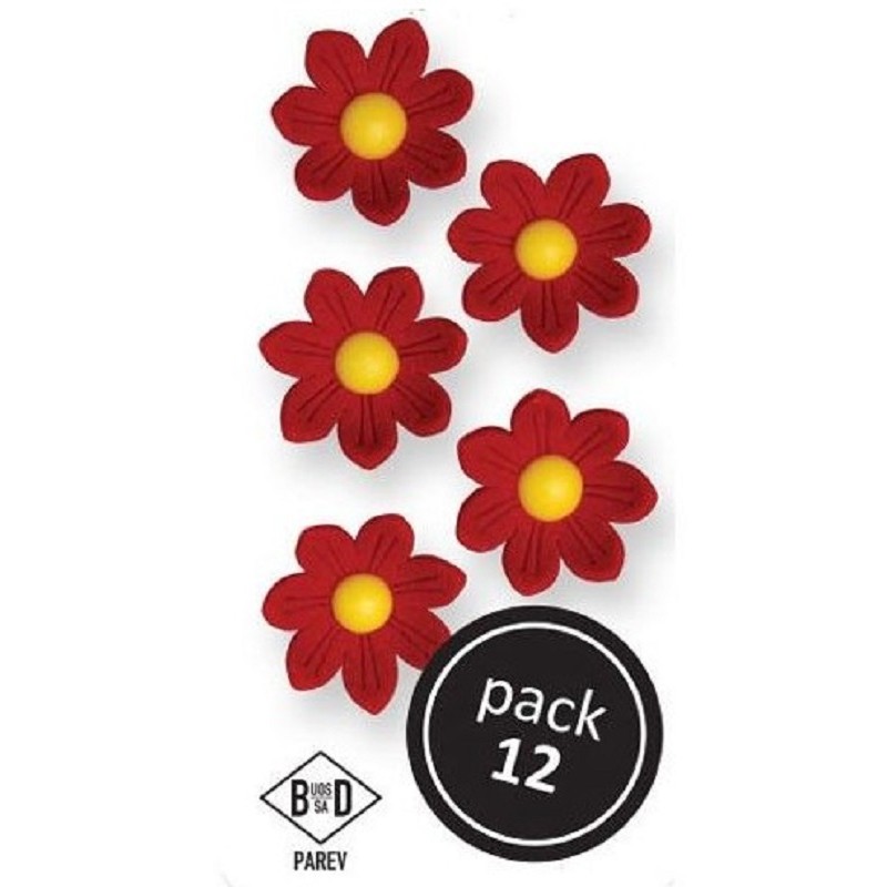 Flores de Margarida Vermelha Comestíveis Pack 12