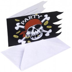 6 Convites + Envelopes Piratas