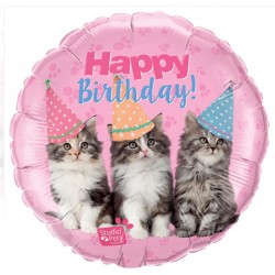 Balão Happy Birthday Gatos