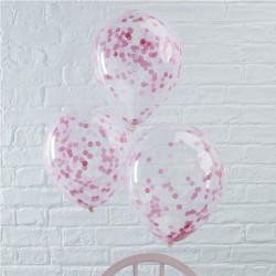 Balões Transparentes Confetis Rosa