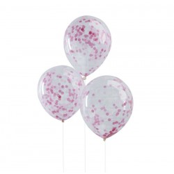 Balões Transparentes Confetis Rosa