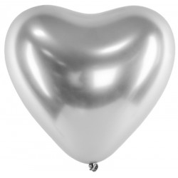 50 Balões Coração Glossy Prata
