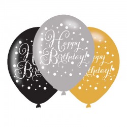 6 Balões Happy Birthday...