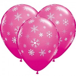 Balão Rosa Flocos de Neve...