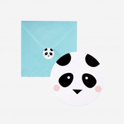 8 Convites com Envelope Panda
