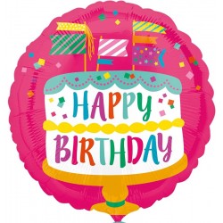 Balão Foil Bolo Happy Birthday