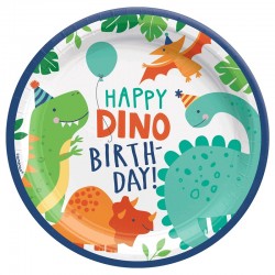 8 Pratos Happy Dino Birthday