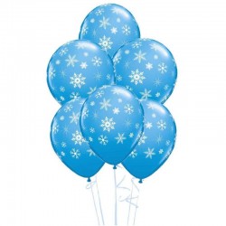 25 Balões Azuis Flocos de...