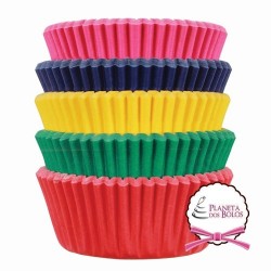 Pack de 100 Mini Taças / Invólucro para Cup Cakes cores Carnaval PME