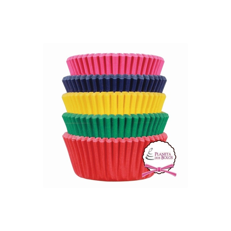 Pack de 100 Mini Taças / Invólucro para Cup Cakes cores Carnaval PME