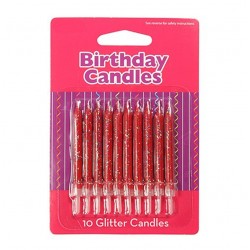 Pack 10 velas vermelhas com glitter