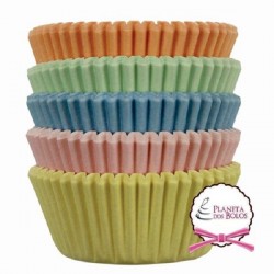 Pack de 100 Mini Taças / Invólucro para Cup Cakes cores Pastel PME
