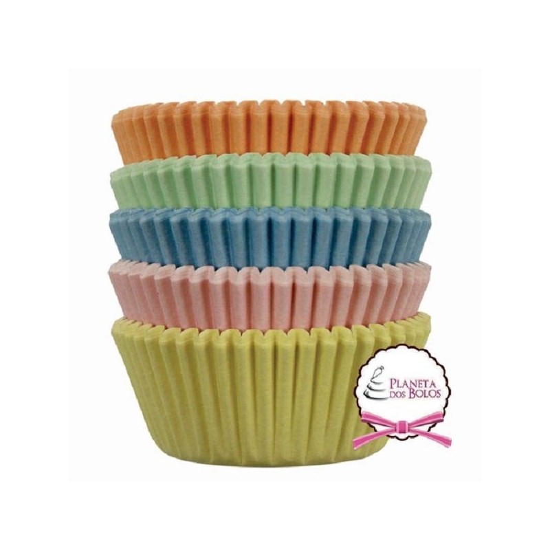 Pack de 100 Mini Taças / Invólucro para Cup Cakes cores Pastel PME