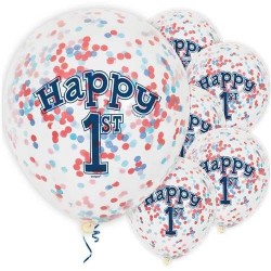 Balões Transparentes 1º Aniversário Confetis Nautico