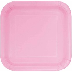 Pratos Quadrados Lovely Pink 22 cms