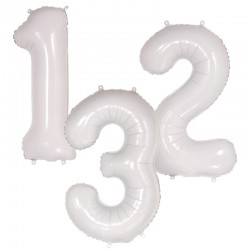 Balão Foil Número Branco 86...