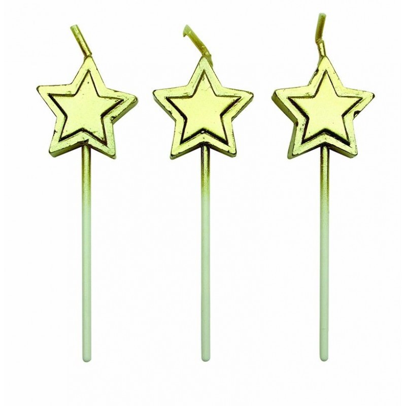 Pack de 8 Velas Estrelas Douradas 