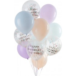 Mix 12 Balões Happy Birthday