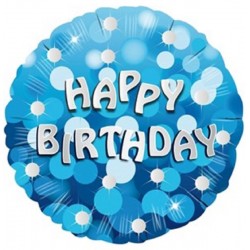 Balão Foil Azul Happy Birthday