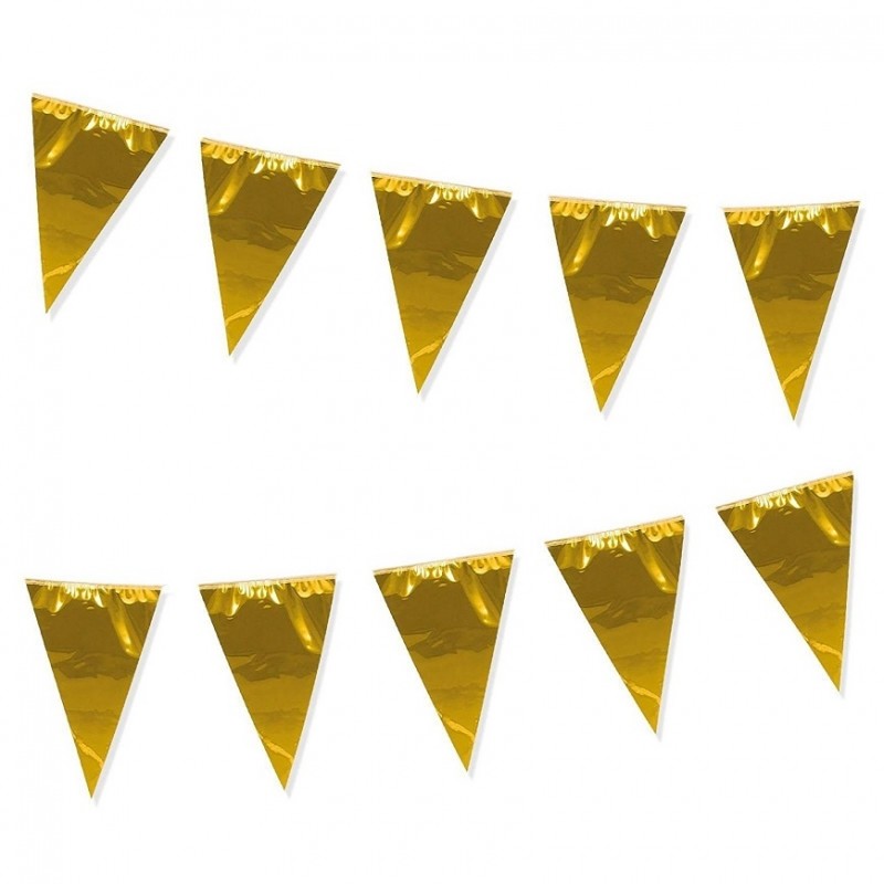 Bandeirolas Foil Douradas 10 m