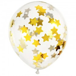 6 Balões Estrelas Douradas