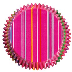 Set 75 Taças / Invólucro Rosa Riscas de Cores