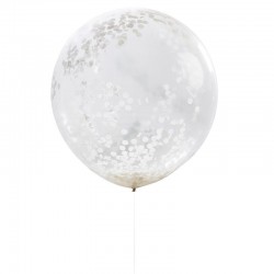 Balão Transparente Gigante Confetis Brancos -90 cms