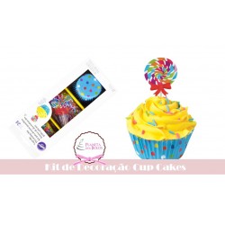 Kit de Decoração de Cup Cakes Taças e Topper Lollipops