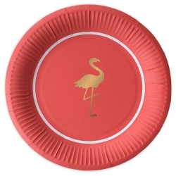 Pratos Festa Flamingo Dourado