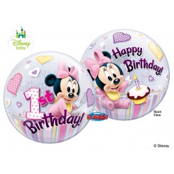 Balão Bubble Minnie 1o Aniversário