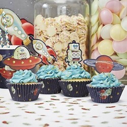 Tacinhas e Toppers Cup Cakes Space Cupcake Cases and Toppers - Space Adventure Party