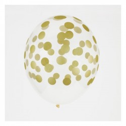 Pack de 5 Balões Confetis Impressos Dourados 
