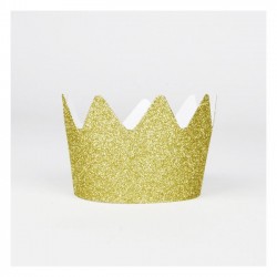 Pack de 8 Coroas Douradas Glitter