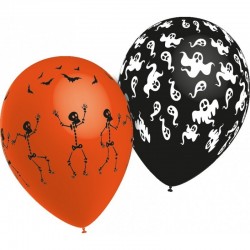 Pack 10 Balões Laranja Esqueletos Halloween ****