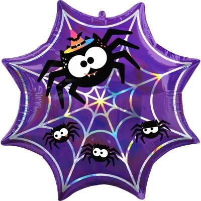 Balão Foil Teia com Aranhas Iridiscente