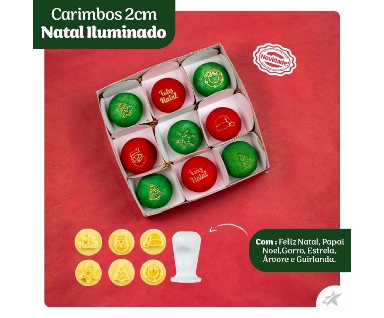 Carimbos Doces e Brigadeiros Natal Iluminado rosa 2cm