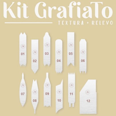 Kit  Grafiato 12 Peças Aço Inox