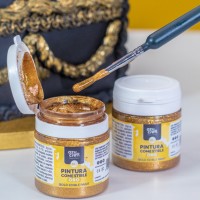 Tinta Metálica Comestível Dourada 35 ml