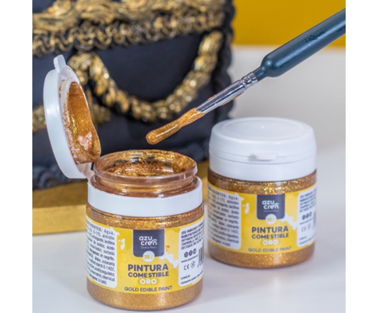Tinta Metálica Comestível Dourada 35 ml