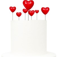 20 Decorações Bolo Corações Vermelhos