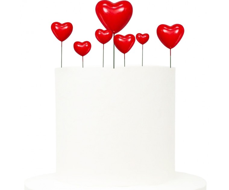 20 Decorações Bolo Corações Vermelhos